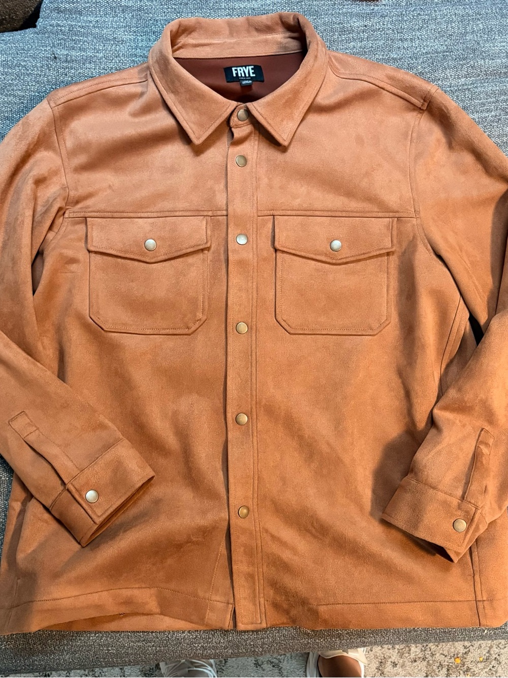FRYE Men's Suede Shirt Jacket in Warm Tan